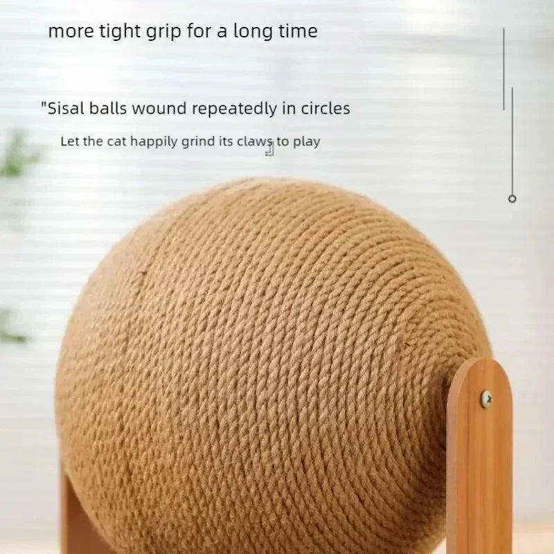 2-in-1 Wooden Sisal Scratch & Play Ball