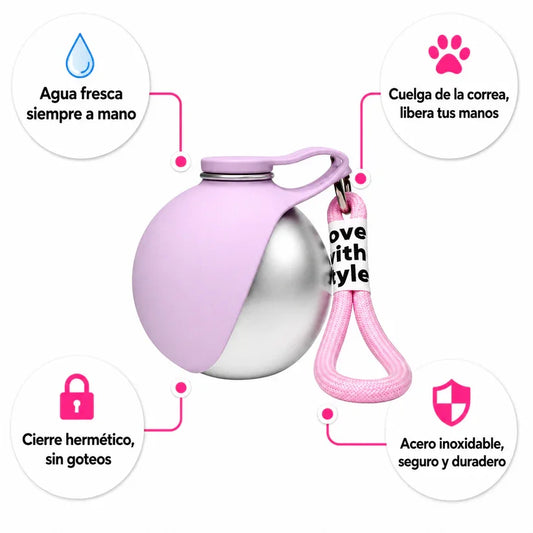 Stainless Steel Dog Water Bottle & Bowl — view 2