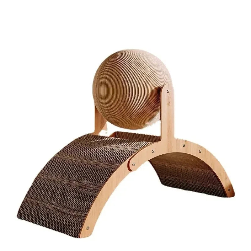 2-in-1 Wooden Sisal Scratch & Play Ball