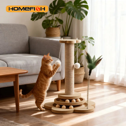 Solid Wood Cat Spin Tower & Scratcher