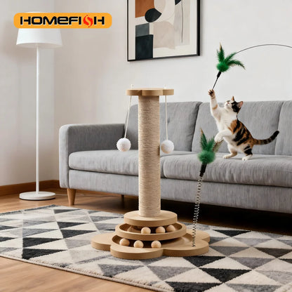 Solid Wood Cat Spin Tower & Scratcher