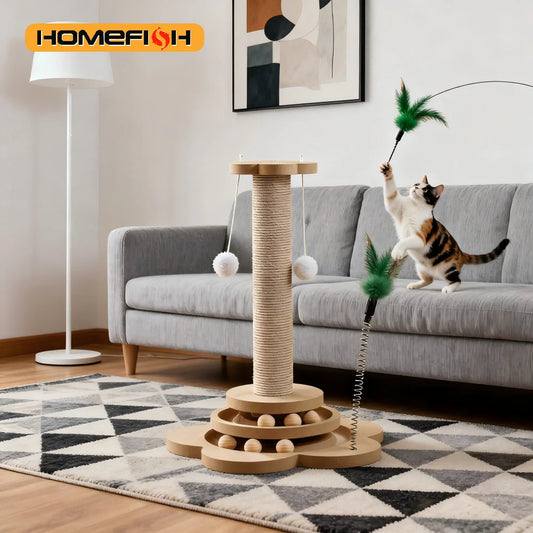 Solid Wood Cat Spin Tower & Scratcher