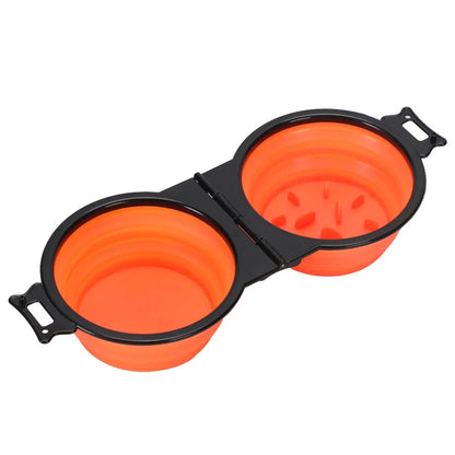 Foldable Twin Travel Feeder Bowl