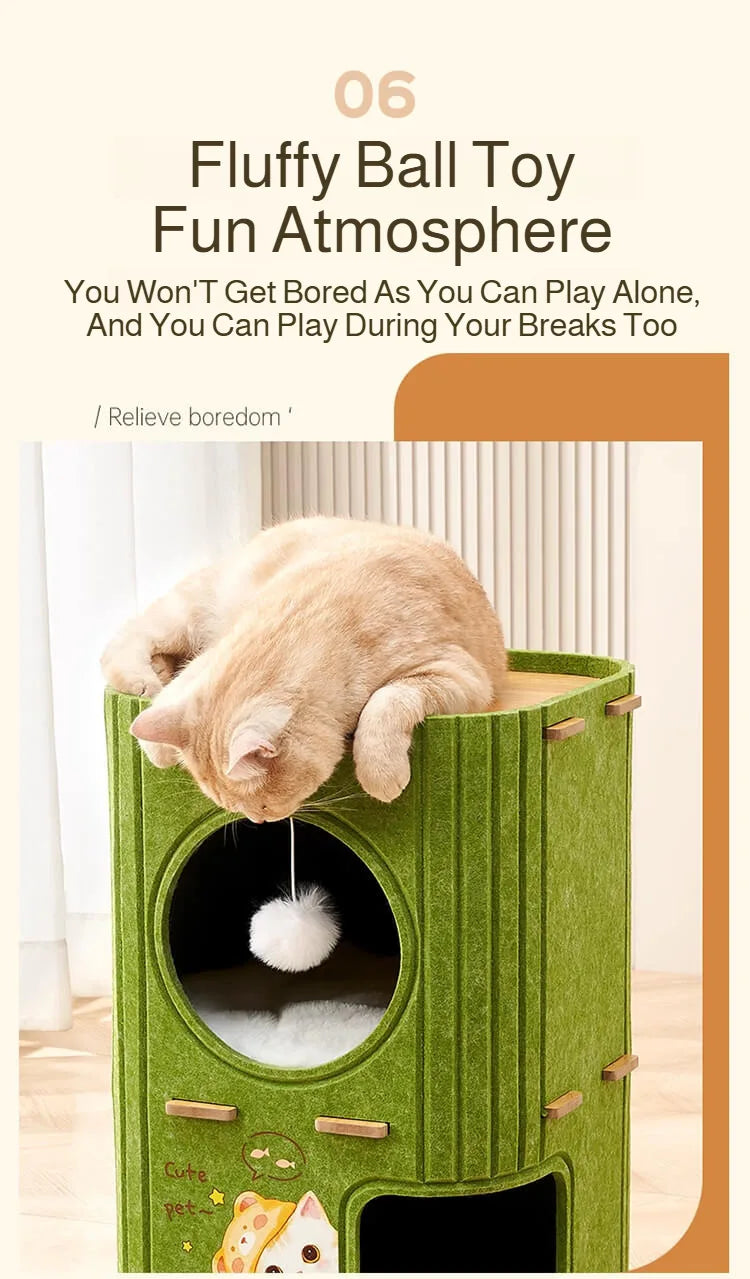 Treetop Felt Cat Den & Scratcher