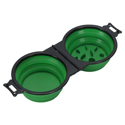 Foldable Twin Travel Feeder Bowl