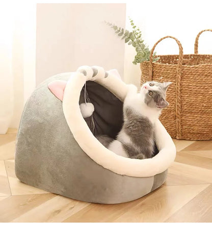 Cartoon Calming Cat Cave Bed
