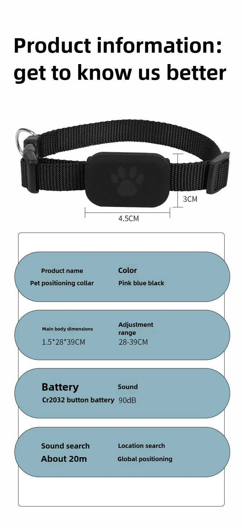Bluetooth Pet Tracker Tag for Cats & Dogs (Only for IOS devices)