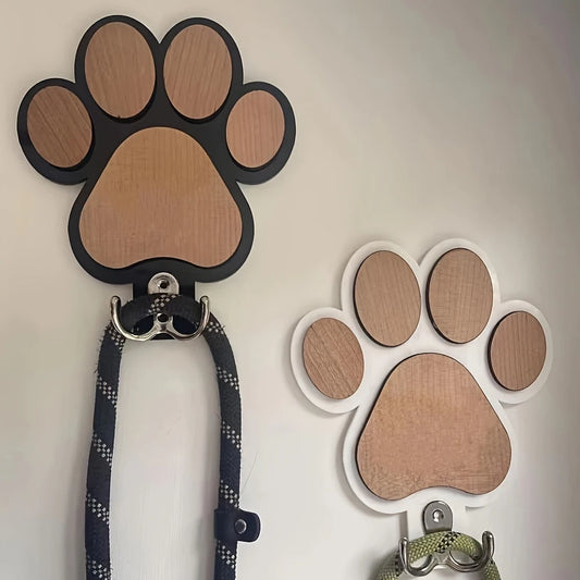 Wooden Paw-Print Leash Hook