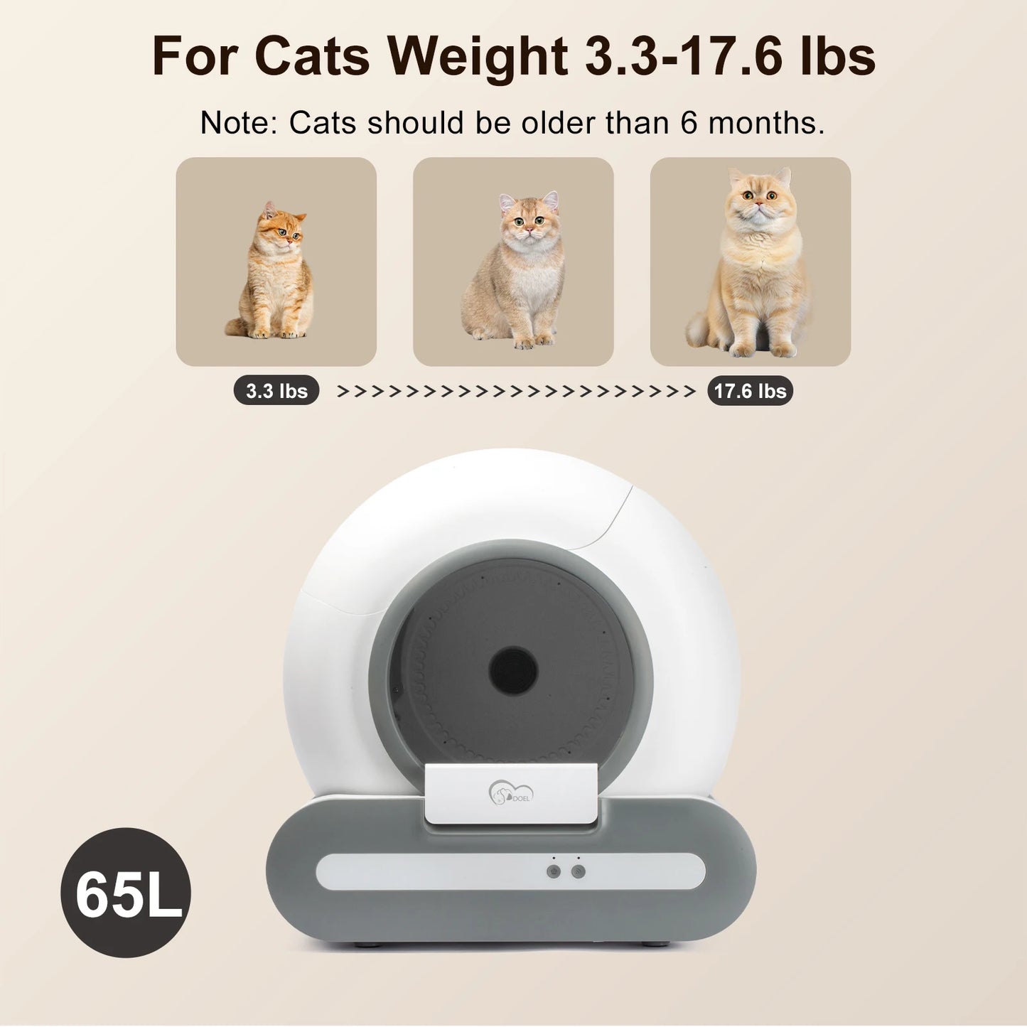 DOEL 65L Self-Cleaning Smart Cat Litter Box