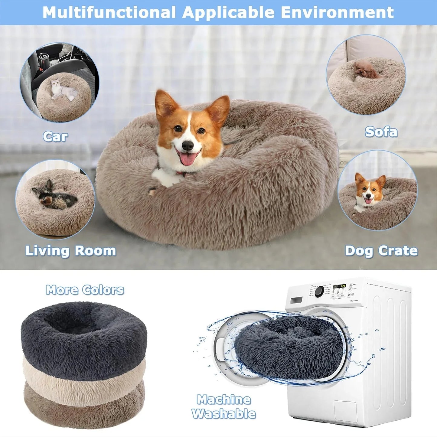 Plush Donut Calming Pet Bed