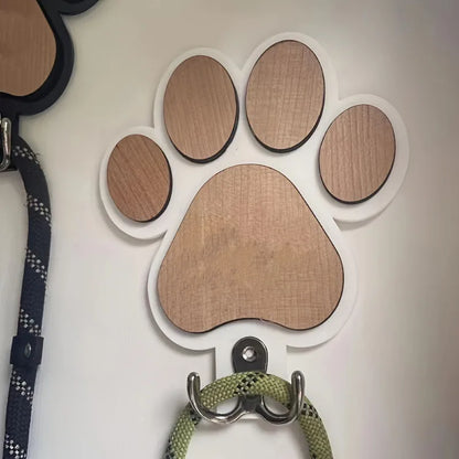 Wooden Paw-Print Leash Hook