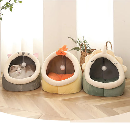 Cartoon Calming Cat Cave Bed