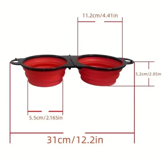 Foldable Twin Travel Feeder Bowl