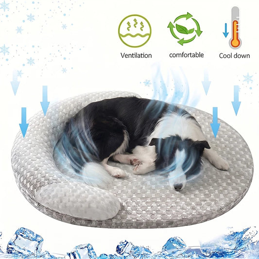 Oval Ice-Silk Cooling Pet Bed