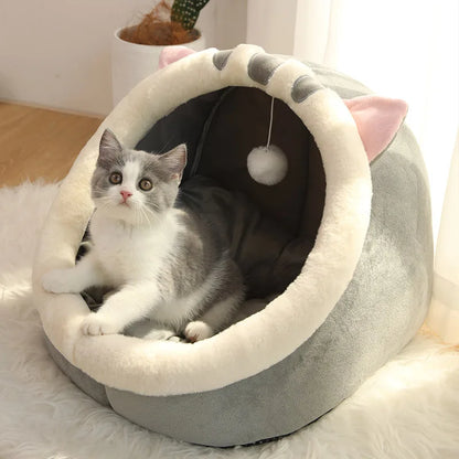 Cartoon Calming Cat Cave Bed