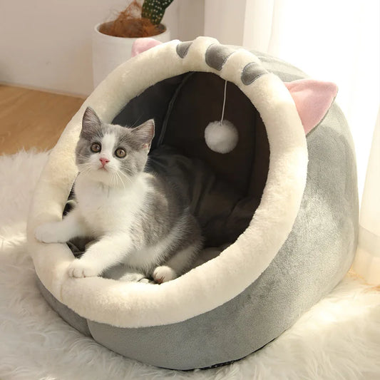 Cartoon Calming Cat Cave Bed