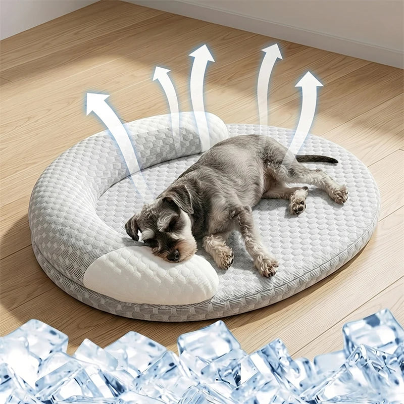 Oval Ice-Silk Cooling Pet Bed