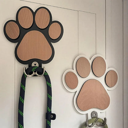 Wooden Paw-Print Leash Hook