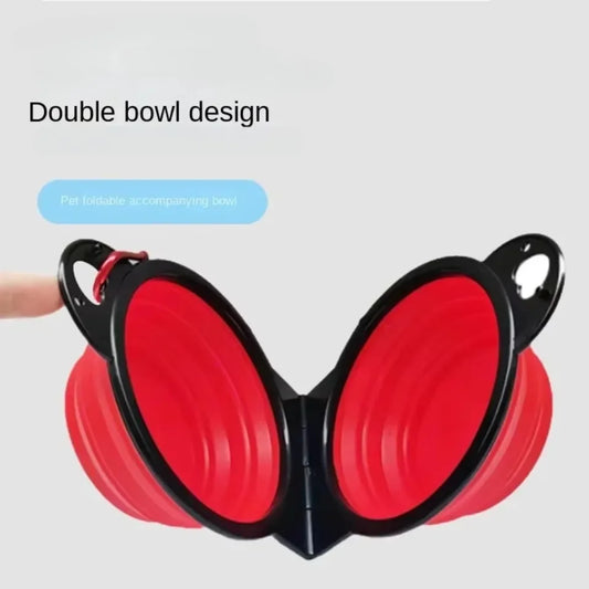 Foldable Twin Travel Feeder Bowl