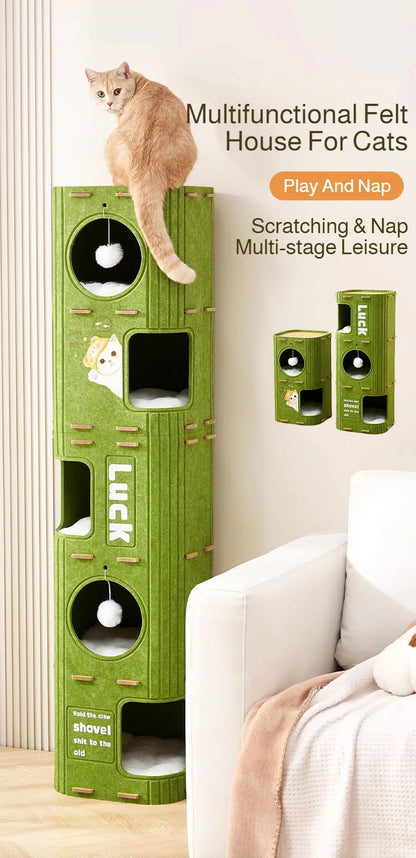 Treetop Felt Cat Den & Scratcher