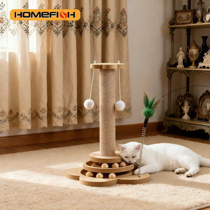 Solid Wood Cat Spin Tower & Scratcher