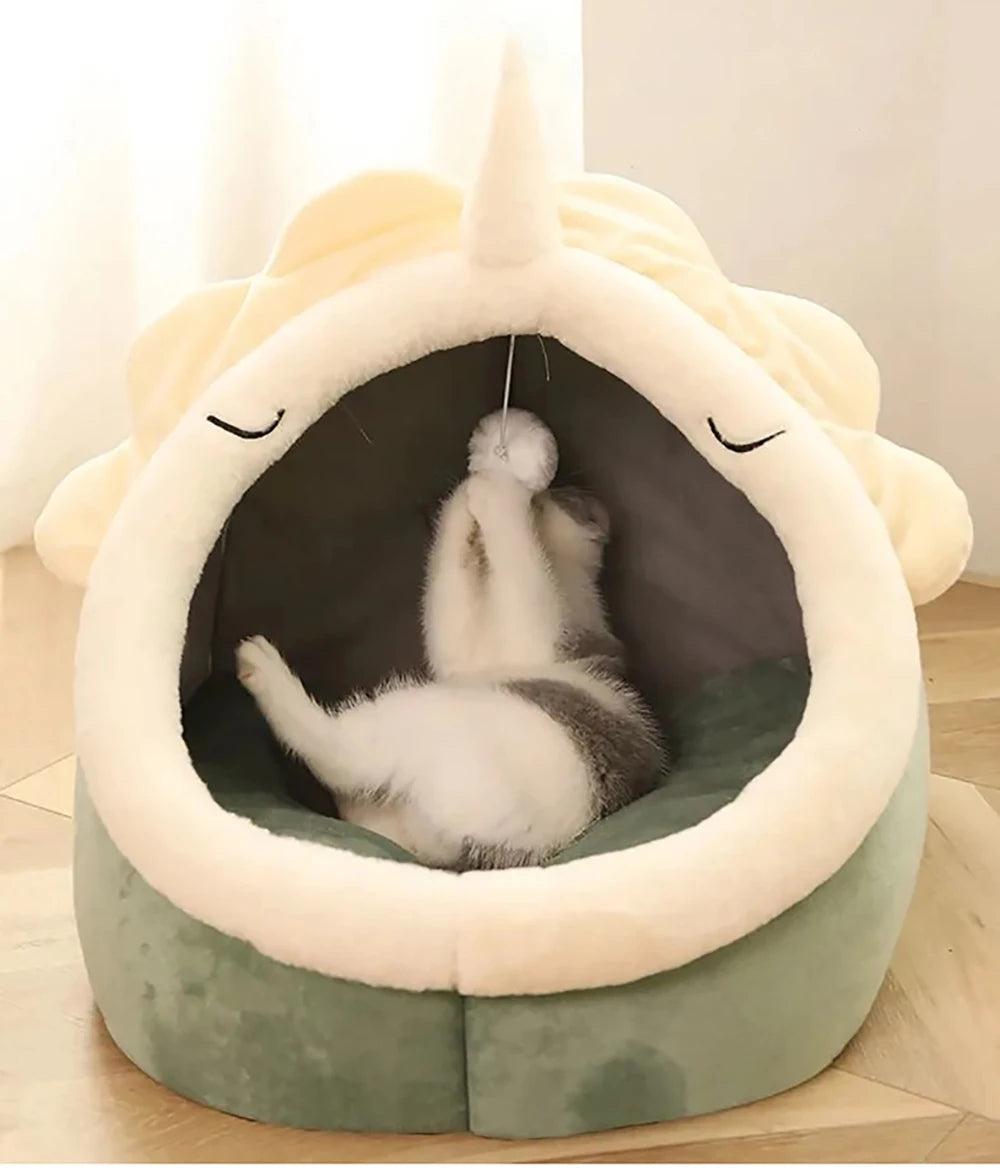 Cartoon Calming Cat Cave Bed