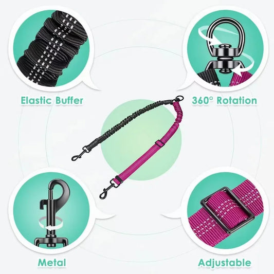 Bungee Dual Dog Leash Coupler