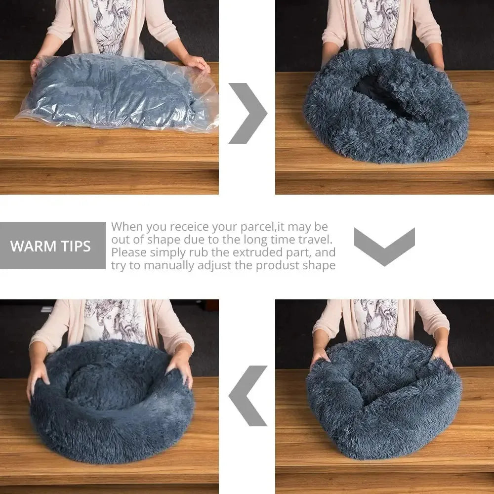 Plush Donut Calming Pet Bed
