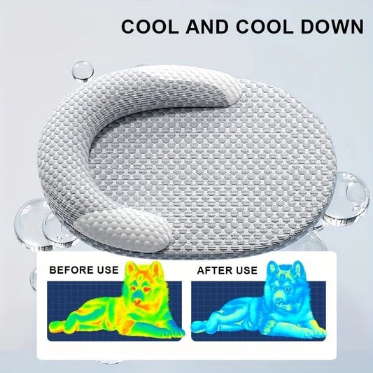 Oval Ice-Silk Cooling Pet Bed