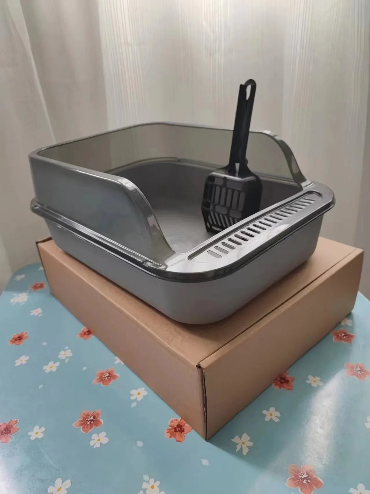 High-Sided Open-Top Cat Litter Tray