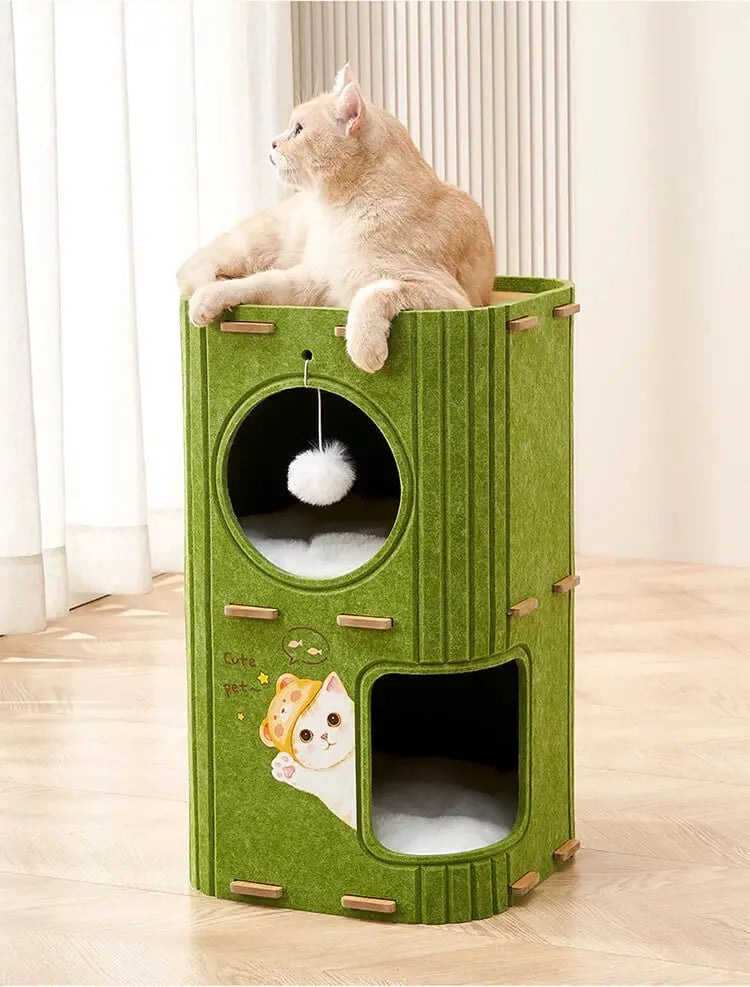 Treetop Felt Cat Den & Scratcher