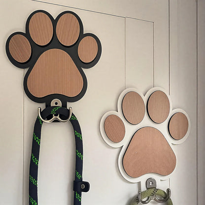 Wooden Paw-Print Leash Hook