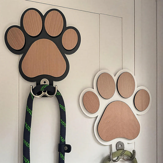 Wooden Paw-Print Leash Hook