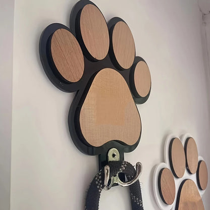 Wooden Paw-Print Leash Hook