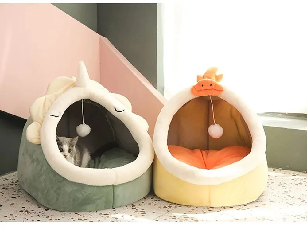 Cartoon Calming Cat Cave Bed