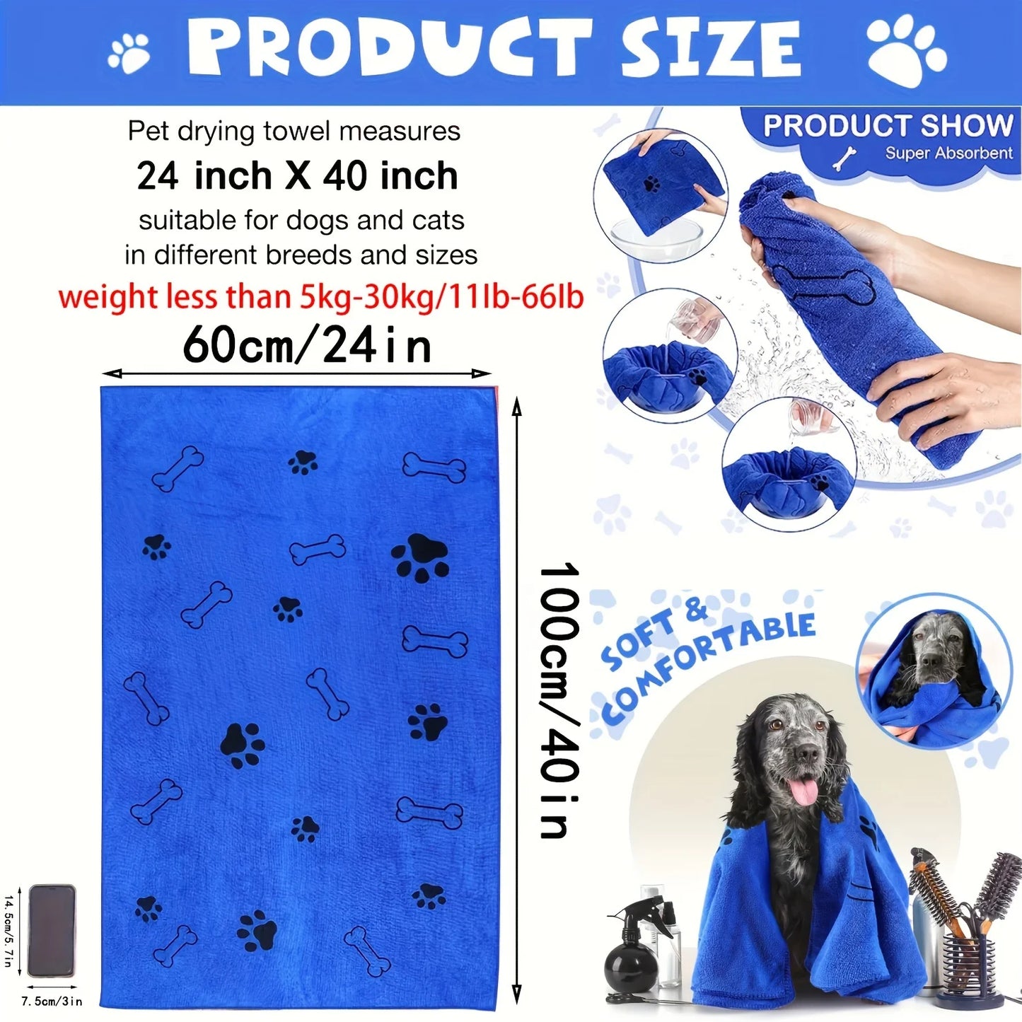 Microfibre Quick-Dry Dog Bath Towel