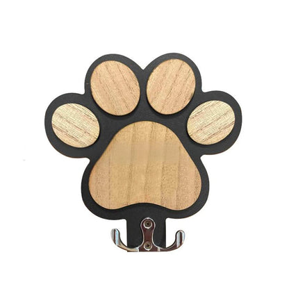 Wooden Paw-Print Leash Hook