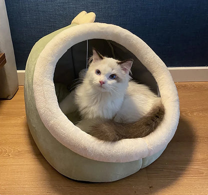 Cartoon Calming Cat Cave Bed