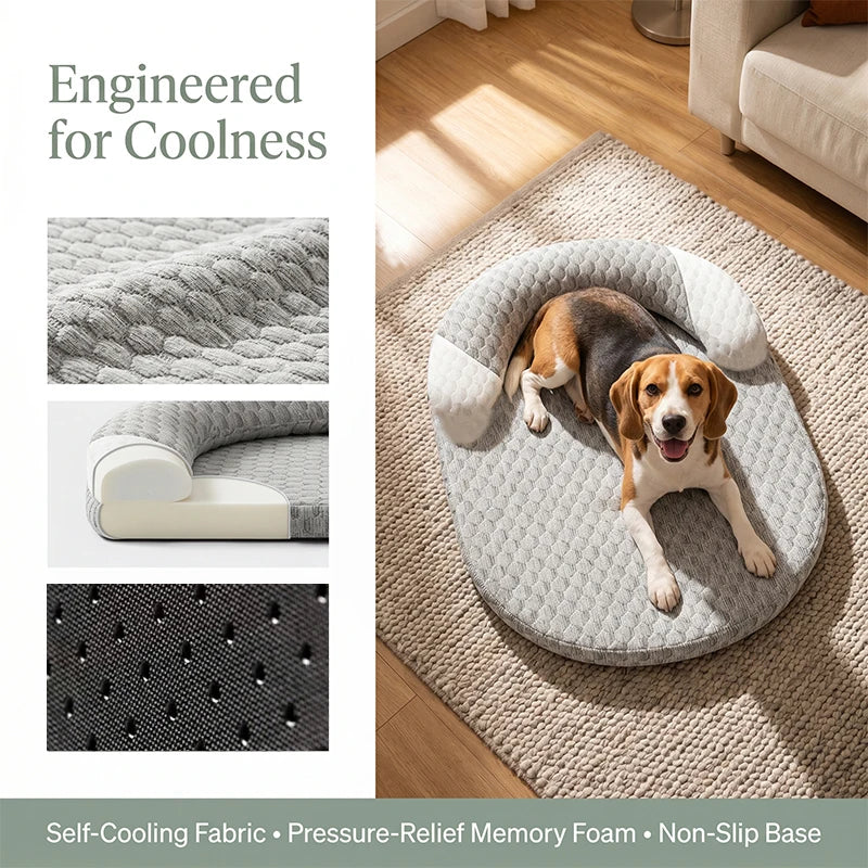 Oval Ice-Silk Cooling Pet Bed