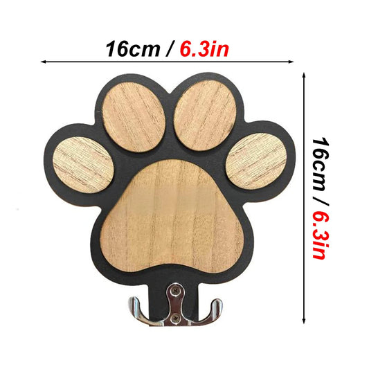 Wooden Paw-Print Leash Hook