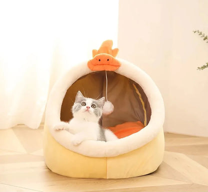 Cartoon Calming Cat Cave Bed