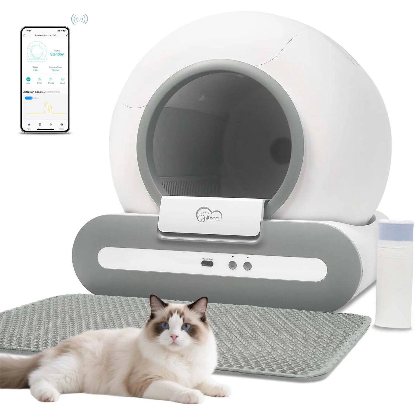 DOEL 65L Self-Cleaning Smart Cat Litter Box