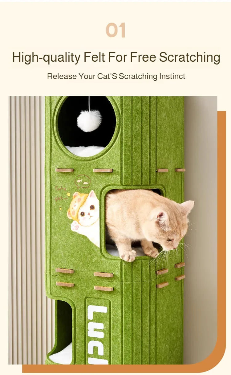 Treetop Felt Cat Den & Scratcher