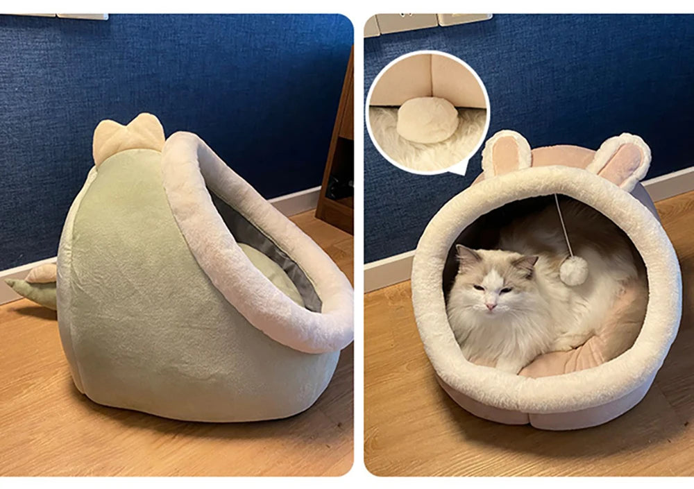 Cartoon Calming Cat Cave Bed