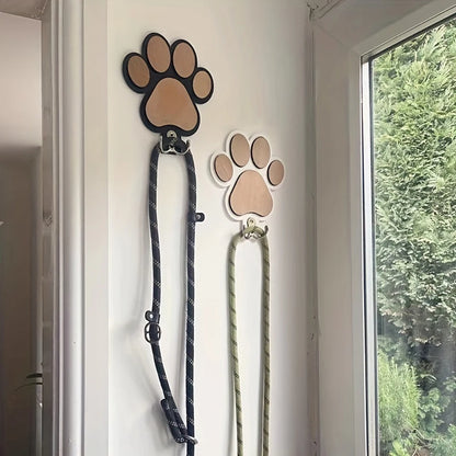 Wooden Paw-Print Leash Hook