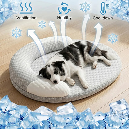 Oval Ice-Silk Cooling Pet Bed