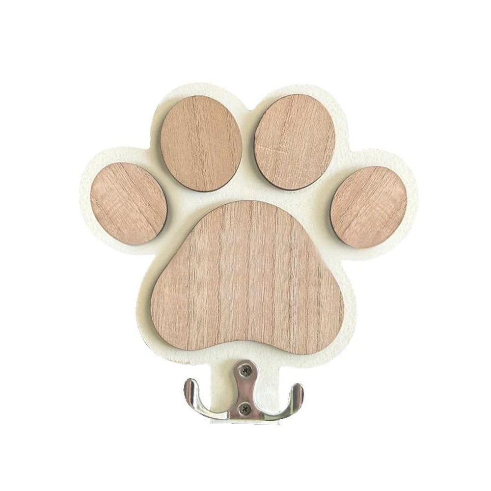 Wooden Paw-Print Leash Hook
