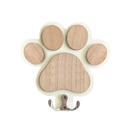 Wooden Paw-Print Leash Hook