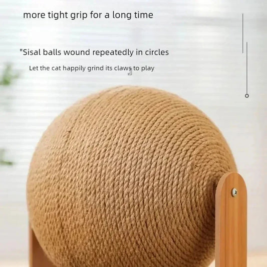 2-in-1 Wooden Sisal Scratch & Play Ball