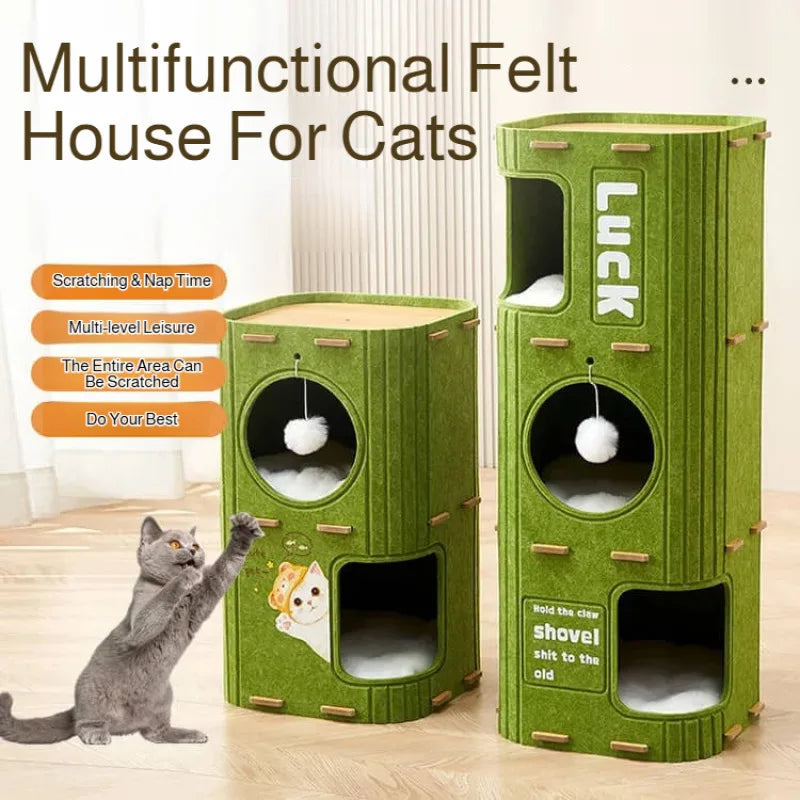 Treetop Felt Cat Den & Scratcher